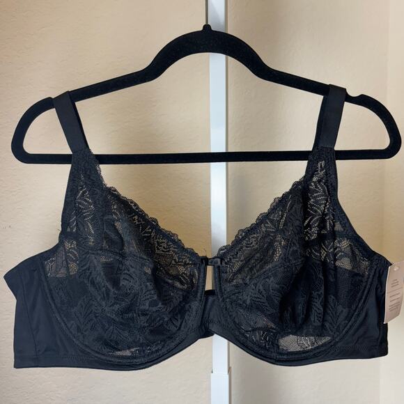 Auden Other - Auden Womens Black Lace Unlined Full Coverage Underwire Bra 42D NWT